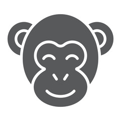 Fototapeta premium Monkey glyph icon, zoo and africa, animal sign, vector graphics, a solid pattern on a white background.
