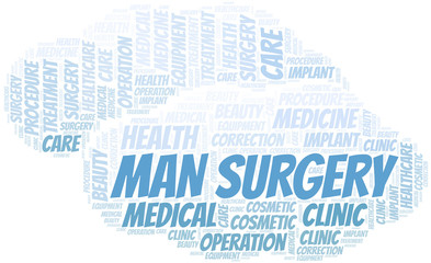 Obraz premium Man Surgery word cloud vector made with text only.