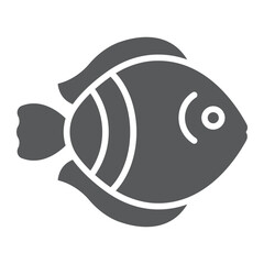 Tropical fish glyph icon, nature and animal, aquatic animal sign, vector graphics, a solid pattern on a white background.