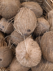 Pile of coconuts in the food market