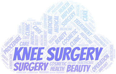 Obraz premium Knee Surgery word cloud vector made with text only.
