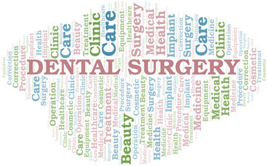 Obraz premium Dental Surgery word cloud vector made with text only.