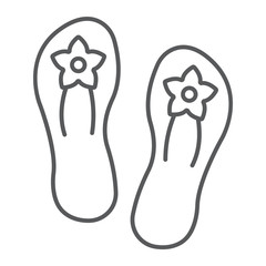 Sandals thin line icon, footwear and shoes, flip flops sign, vector graphics, a linear pattern on a white background.