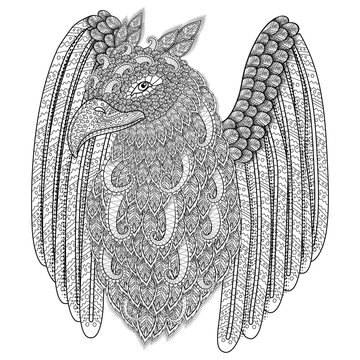 High detailed griffin for coloring book.