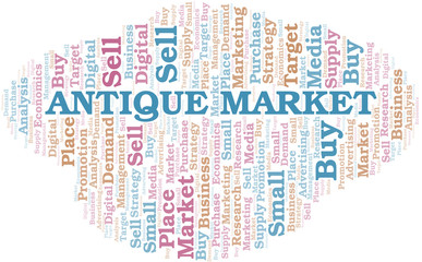 Antique Market word cloud. Vector made with text only.