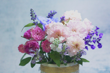 Beautiful rose flower vase background.