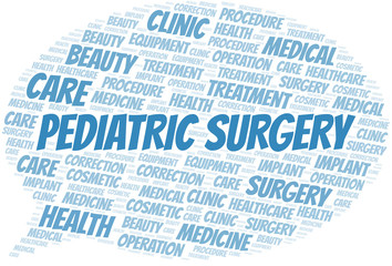 Obraz premium Pediatric Surgery word cloud vector made with text only.