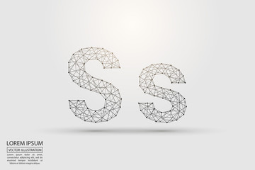 English letters abstract font consists 3d of triangles, lines, dots and connections. Vector illustration EPS 10.