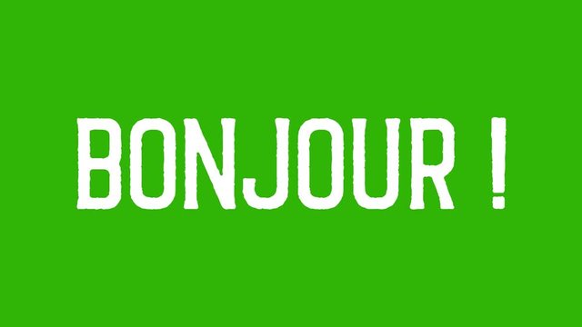 Animated text of "Bonjour". French Hello, hi isolated letter.
