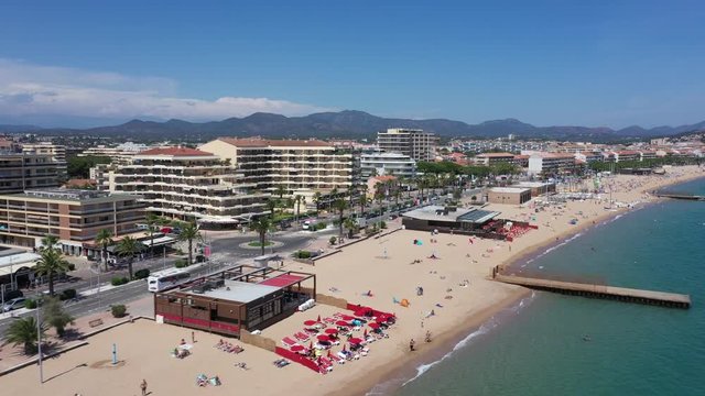 Aerial view of St Raphael's beach on the French Riviera