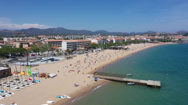 Aerial view of St Raphael's beach on the French Riviera