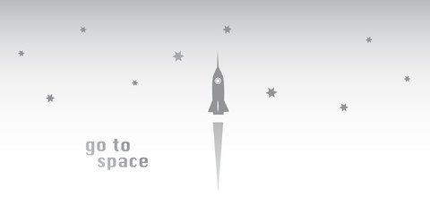 Go to Space - Grey Minimal Rocket Take Off Concept, Vector Design