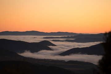 Sea of clouds at dawn.