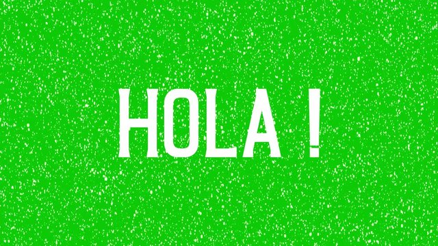 Animated text of "Hola". Hello, Hi meaning in Spanish isolated word. 