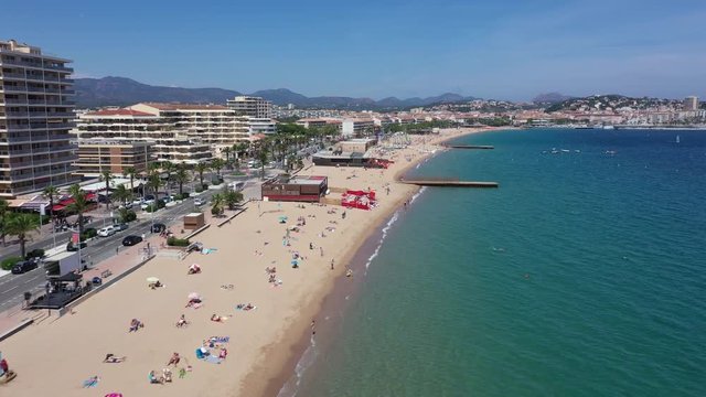 Aerial view of St Raphael's beach on the French Riviera