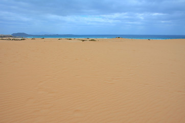 Fototapeta na wymiar White Sand at El Corralejo Natural Park in Fuerteventura. Canary Islands