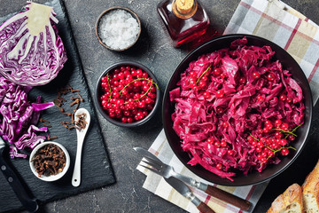 Danish Red Cabbage in a bowl, close-up