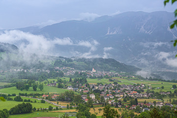 Fototapeta na wymiar mountain view of a village in Slovenia