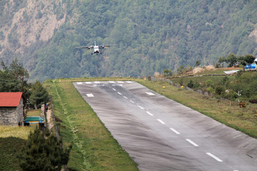 Shot of the famous Lukla Airport in Nepal.