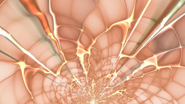 Rotating abstract glowing fractal background around x axis. 4K