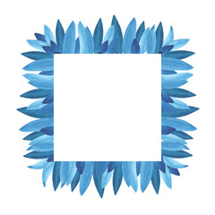 floral greenery card design: branch blue leaves foliage herb square greenery frame.