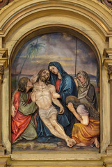 Obraz na płótnie Canvas 13th Stations of the Cross, Jesus' body is removed from the cross, Saint John the Baptist church in Zagreb, Croatia