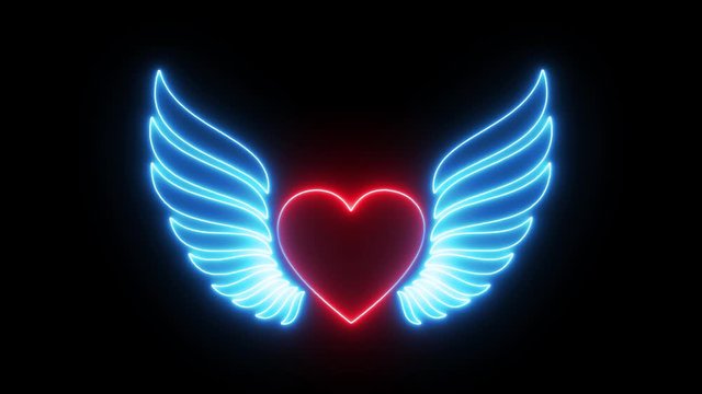 neon heart and wings