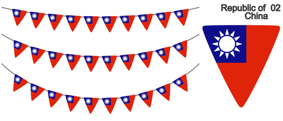 Obraz premium 中華民国の国旗のガーラーンド ベクターデータ（bunting garland）