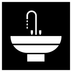 Washstand. Icon. Bathroom equipment for washing hands - a flat, black and white image.