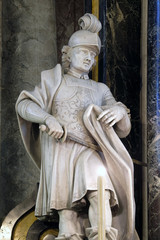 Saint Martin statue on the main altar in the Saint John the Baptist church in Zagreb, Croatia