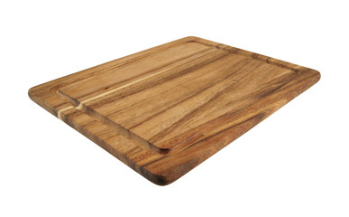 Rustic cutting board isolated on white background