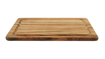 Wooden cutting board isolated on white background
