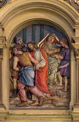 1st Stations of the Cross, Jesus is condemned to death, Saint John the Baptist church in Zagreb, Croatia