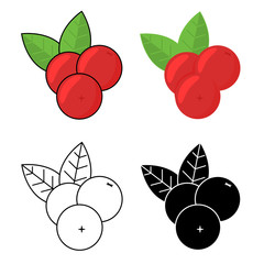 Cranberry icons. Vector illustration for design