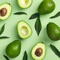 Avocado pattern on color background