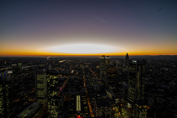 Fototapeta premium Skyline of Frankfurt in the fantastic sunset