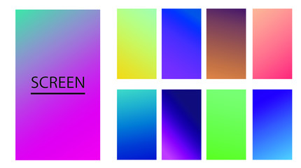 Obraz na płótnie Canvas Vector EPS 10 Gradient Set. Different colors. Modern Smartphone screen, mobile app Template. Design for Wallpaper, background, banner, flyer, Social media post
