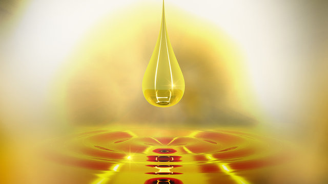 Gold Drop Of Oil Background.3d Rendering