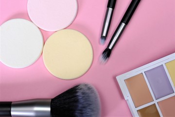 makeup palette with brush