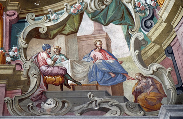 Forgiveness of Sins, fresco on the ceiling of the Saint John the Baptist church in Zagreb, Croatia