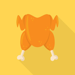 Icon of roasted chicken in flat style. 