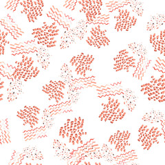 Hand drawn illustration with red color texture ink hand on black background for decoration design. Hand drawn modern paint ink texture. Decorative color art. Abstract ink blot.