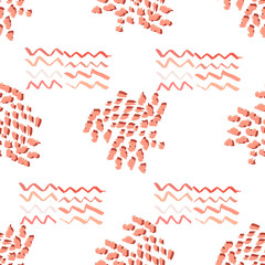 Hand drawn illustration with red color texture ink hand on black background for decoration design. Hand drawn modern paint ink texture. Decorative color art. Abstract ink blot.