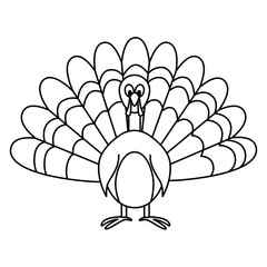 Vector illustration of turkey in outline style.