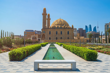 Baku, Azerbaijan July 30, 2019 View of the mosque Taza Pir