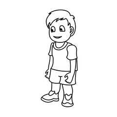 Happy little boy. Vector illustration with continuous lines on white background.