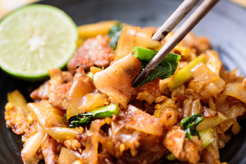 Thai food, stir fried rice noodle in soy sauce (Pad See Ew)