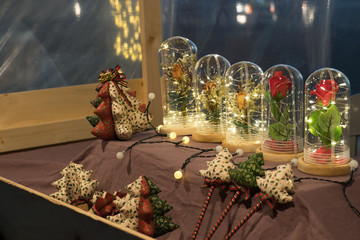 Winter Christmas Tree Rose Lights Displayed on the Seat