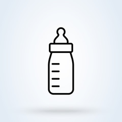 Fototapeta premium baby bottle Simple vector line art modern icon design illustration