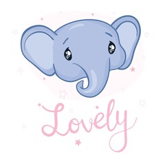 little lovely elephant with mouse and bird